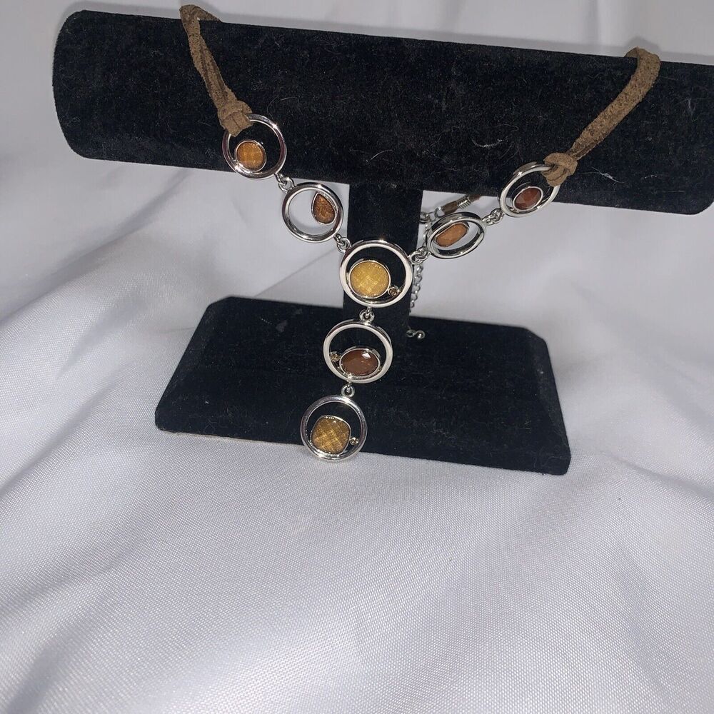 Lia Sophia Round Crystal Y-Drop Pendant Necklace 16" - Picture 9 of 9